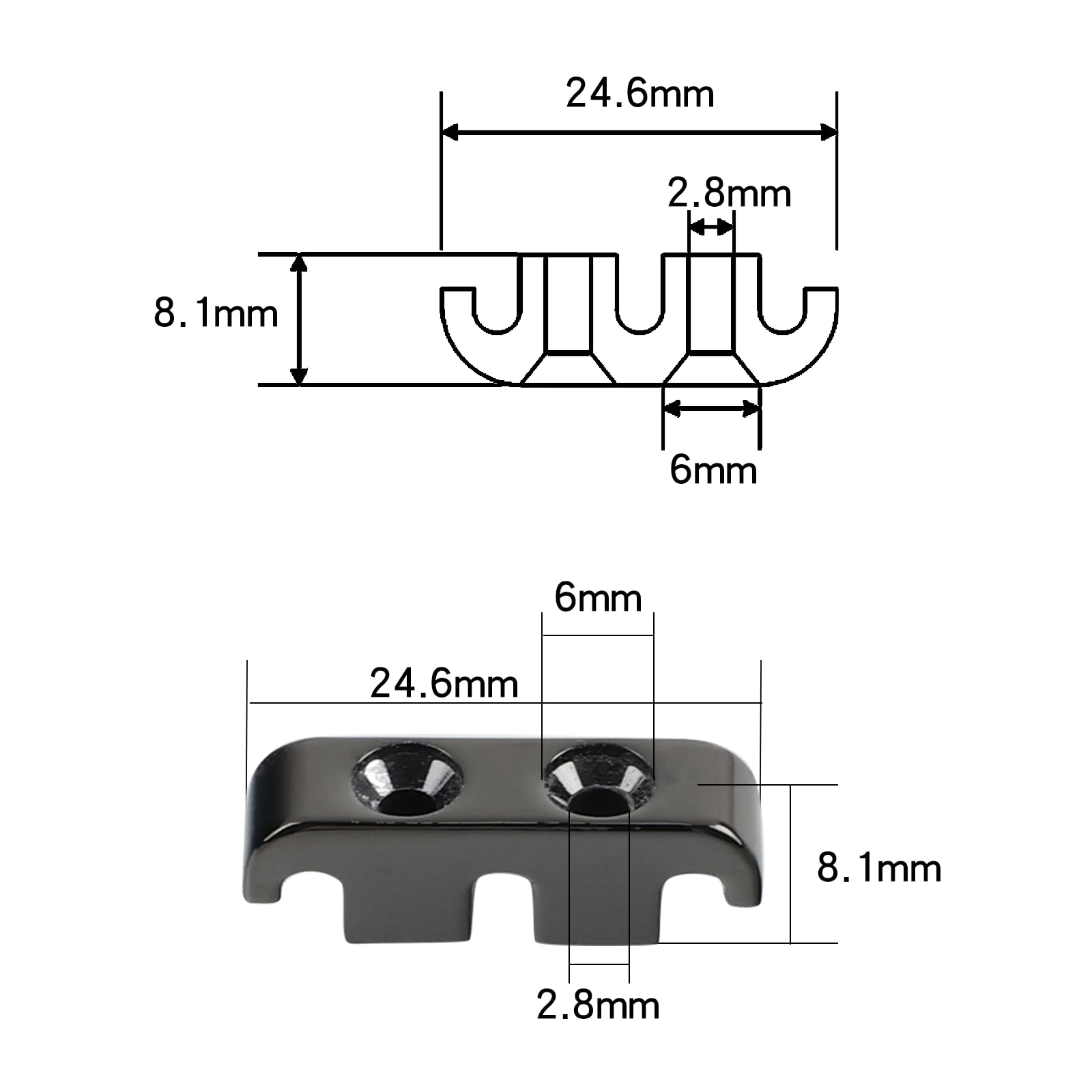 Black Bass Head Retainer for Electric Bass Guitar - 3-String Retainer with Mounting Screws & String Tree | Replacement Bass String Parts for Guitar Maintenance & Setup | Perfect for DIY Guitar Repair & String Action Adjustment