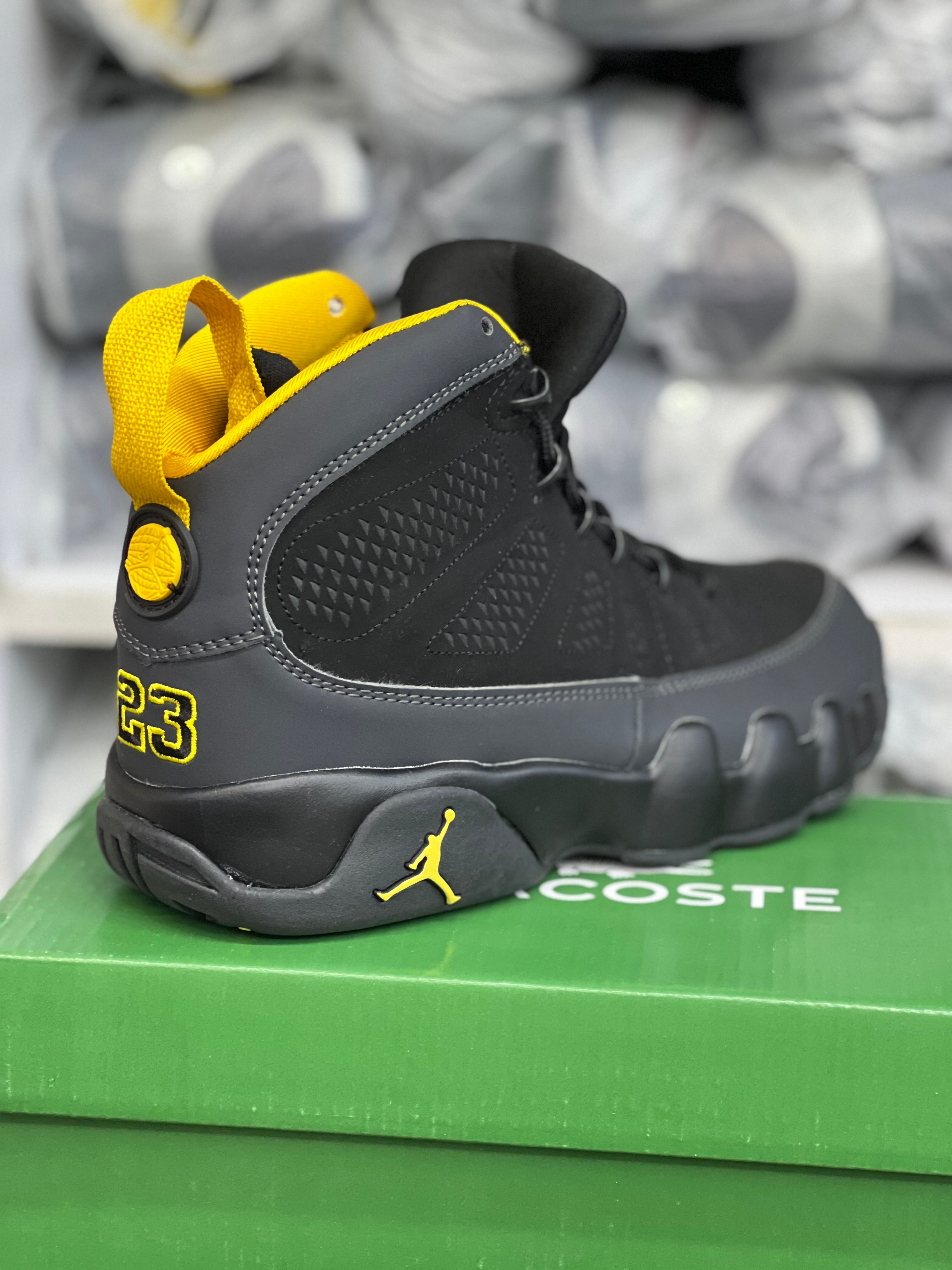 Original Air Jordan 9 Retro 'Charcoal Anniversary Yellow' - Men's Basketball Shoes for Sports & Casual Wear