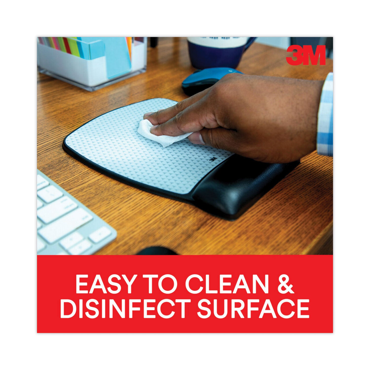 3M™ Antimicrobial Gel Compact Mouse Pad with Wrist Rest - 8.6