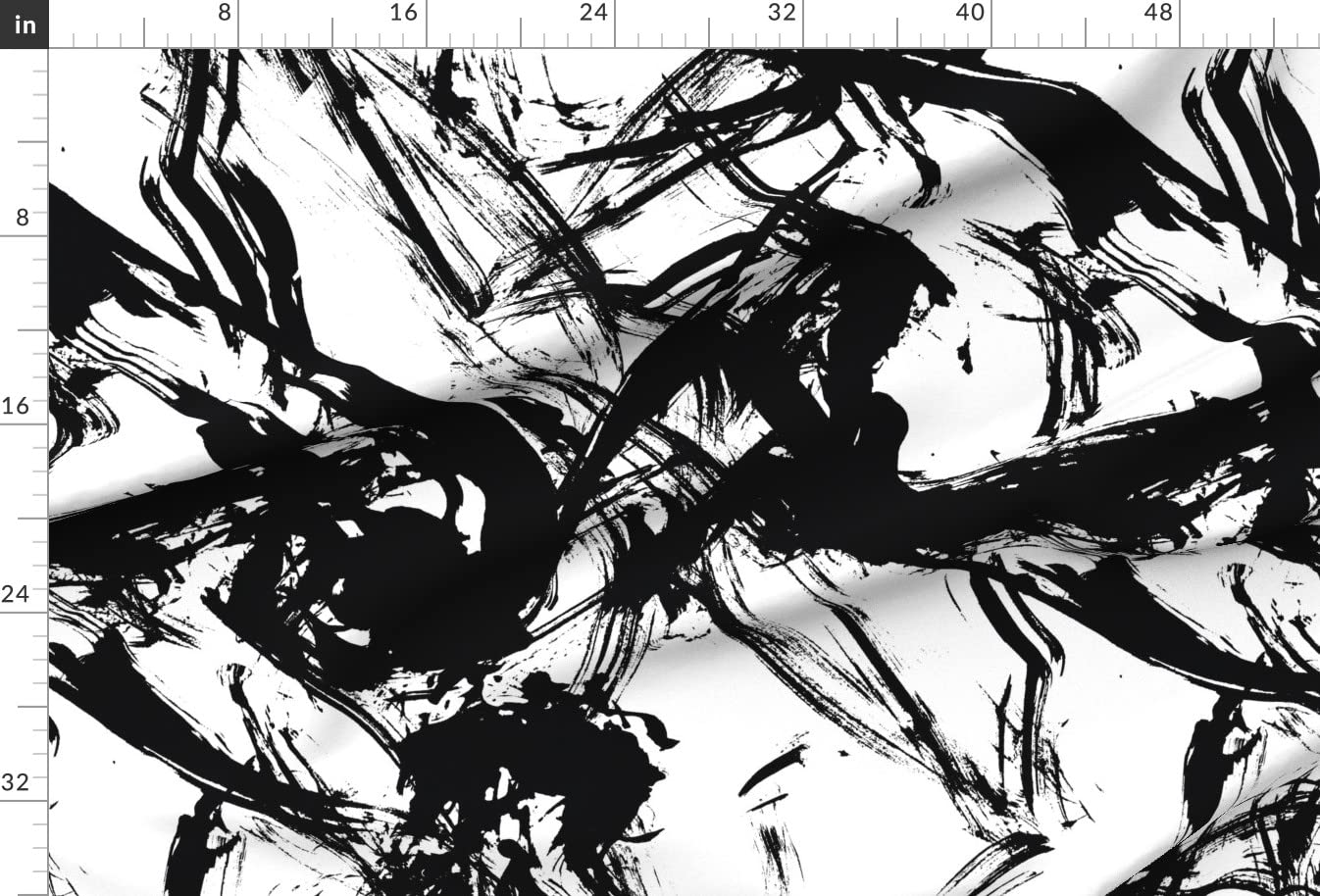 Ink Black White Modern Abstract Bohemian Paint Brush Splatter Printed Minky Fabric by The Yard - Soft Plush Material for Sewing Baby Blankets, Quilt Backing & DIY Plush Toys - Perfect for Nursery Decor, Home Crafts & Gift Making
