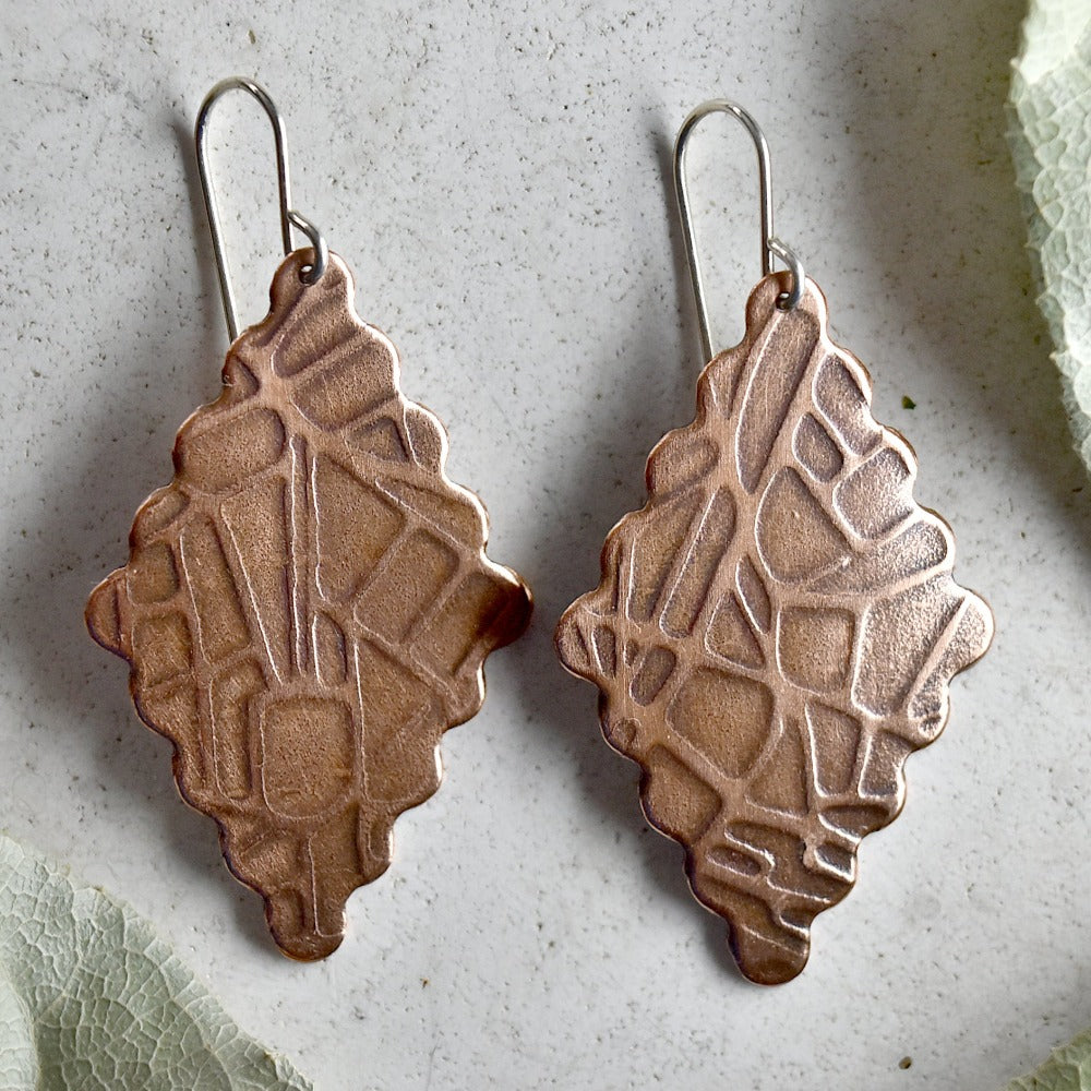 Elegant Copper Diamond Drop Earrings - Paris Map Inspired Jewelry for Women | Perfect Gift for Anniversary, Date Night & Special Occasions