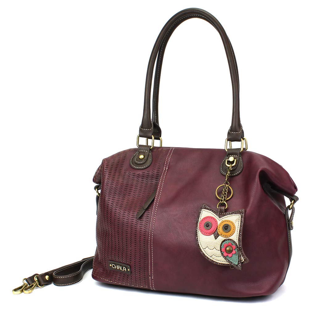 CHALA Women's Faux Leather Laser Cut Crossbody Shoulder Bag - Elegant Plum Tote Purse for Work, Travel & Everyday Use