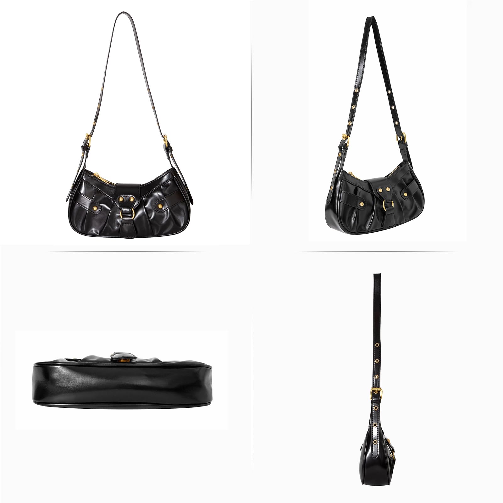 Trendy Y2K Shoulder Bag for Women - Stylish Crossbody Purse with Pleated Design, Perfect for Daily Use, Travel & Casual Outings