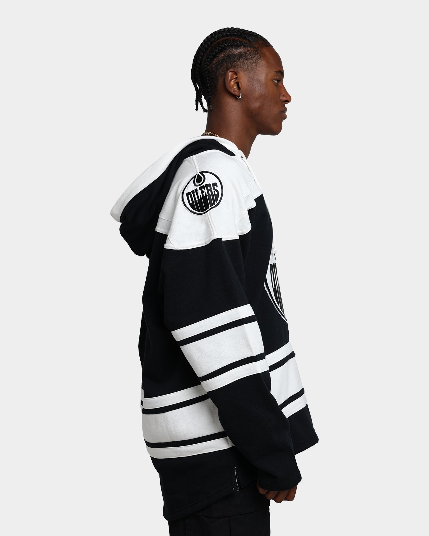 47 Brand Edmonton Oilers Superior Lacer Hoodie - Jet Black NHL Hockey Fan Apparel for Men & Women - Perfect for Game Day, Tailgating, and Casual Wear