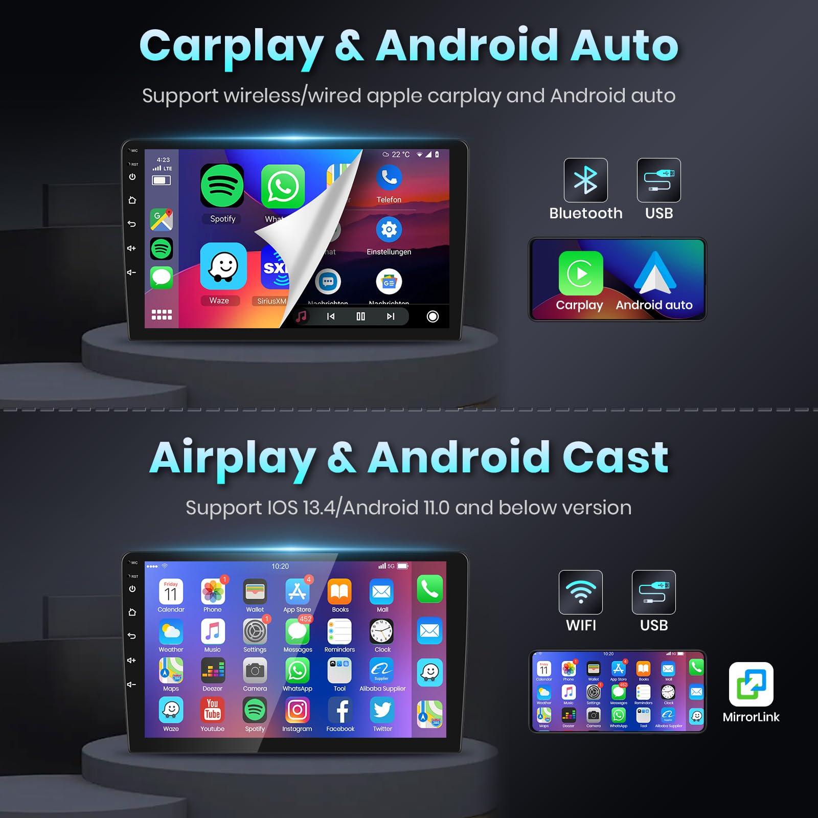 2008-2012 Nissan Altima Car Stereo with Wireless Apple CarPlay & Android Auto - 9