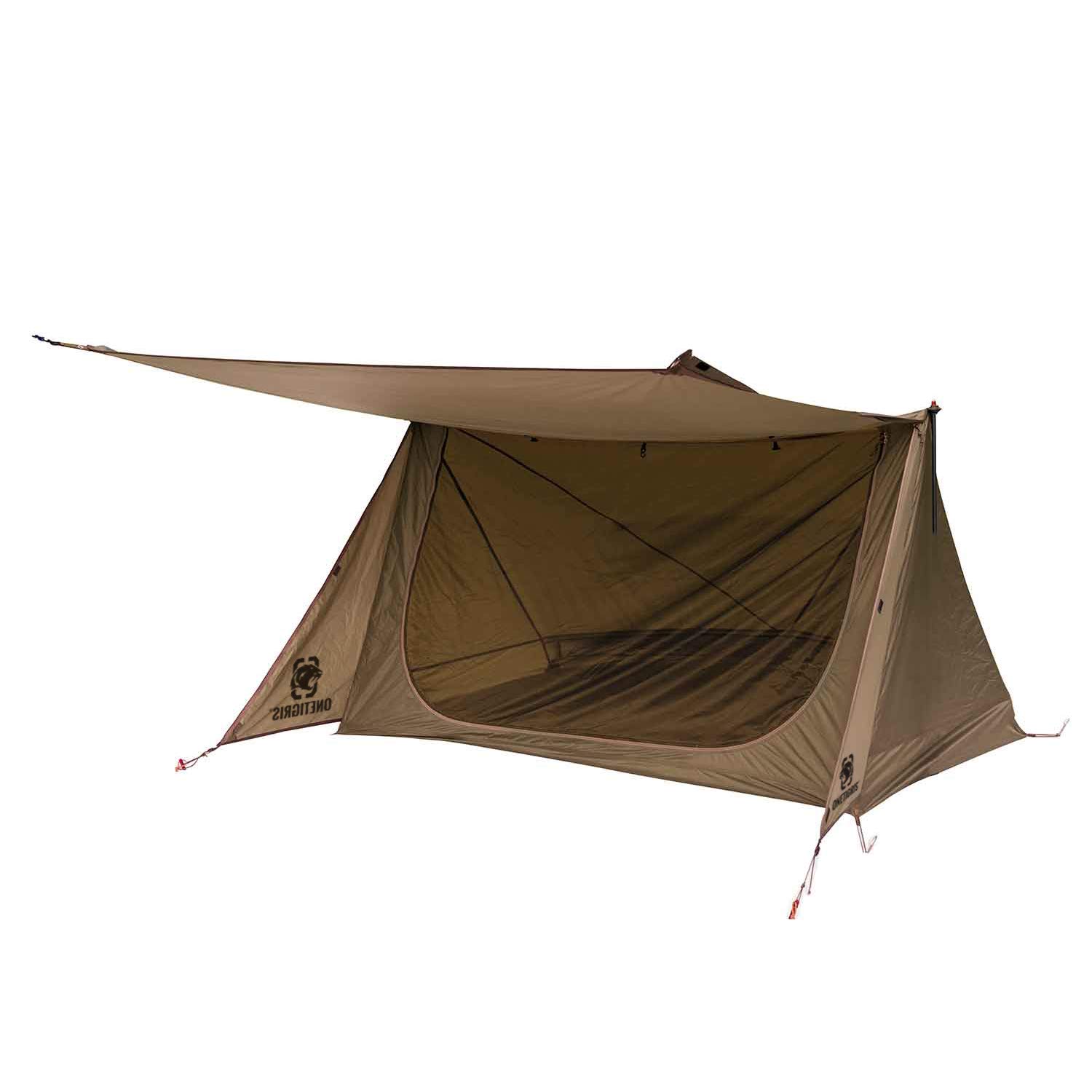 OneTigris Backwoods Bungalow Bushcraft Shelter 2.0 - Ultralight Backpacking Tent with Porch for Camping, Hiking, Motorcycle & Kayak Adventures - Perfect for Outdoor Survival and Wilderness Exploration