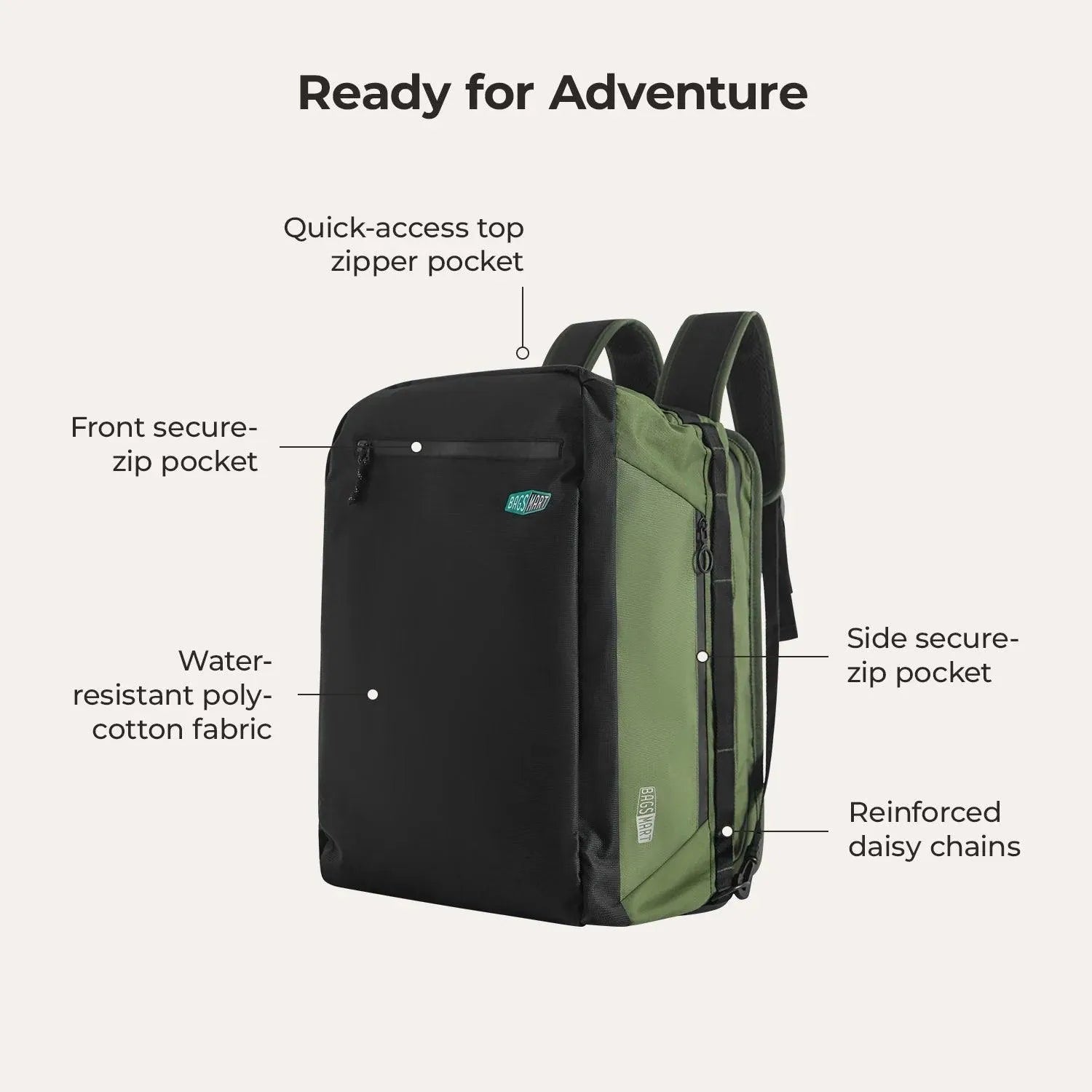 Paz 43L Duffle Backpack - Waterproof Travel Duffel Bag with Shoulder Strap for Gym, Camping & Weekend Getaways