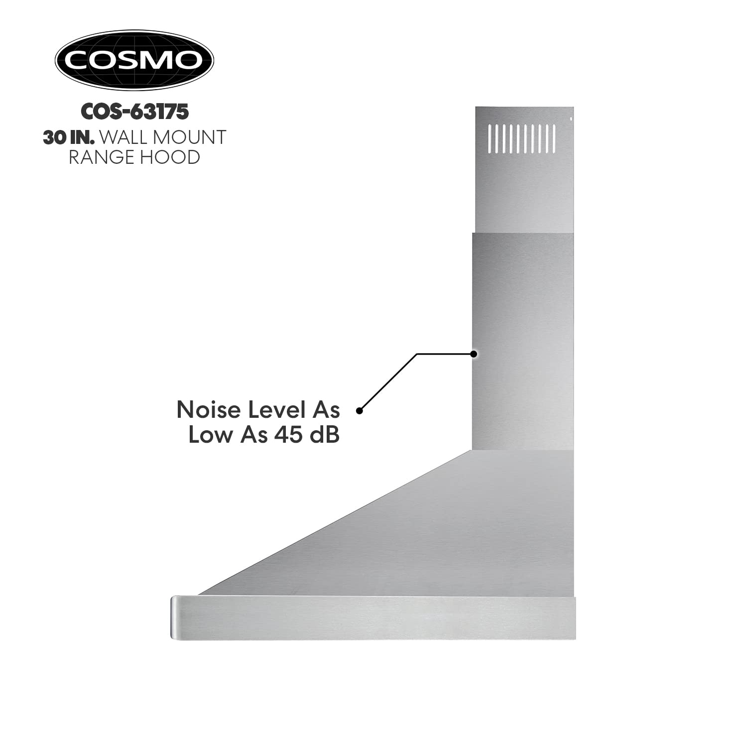 COSMO COS-63175 30-inch Stainless Steel Wall Mount Range Hood - 380 CFM Ducted Ventilation, Button Controls & LED Lights for Kitchen - Perfect for Modern Homes, Apartments, and Restaurants