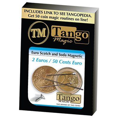 Scotch and Soda Magic Coin Trick Set - 2 Euro & 50 Cent Euro by Tango - Perfect for Street Performers and Close-up Magic Shows