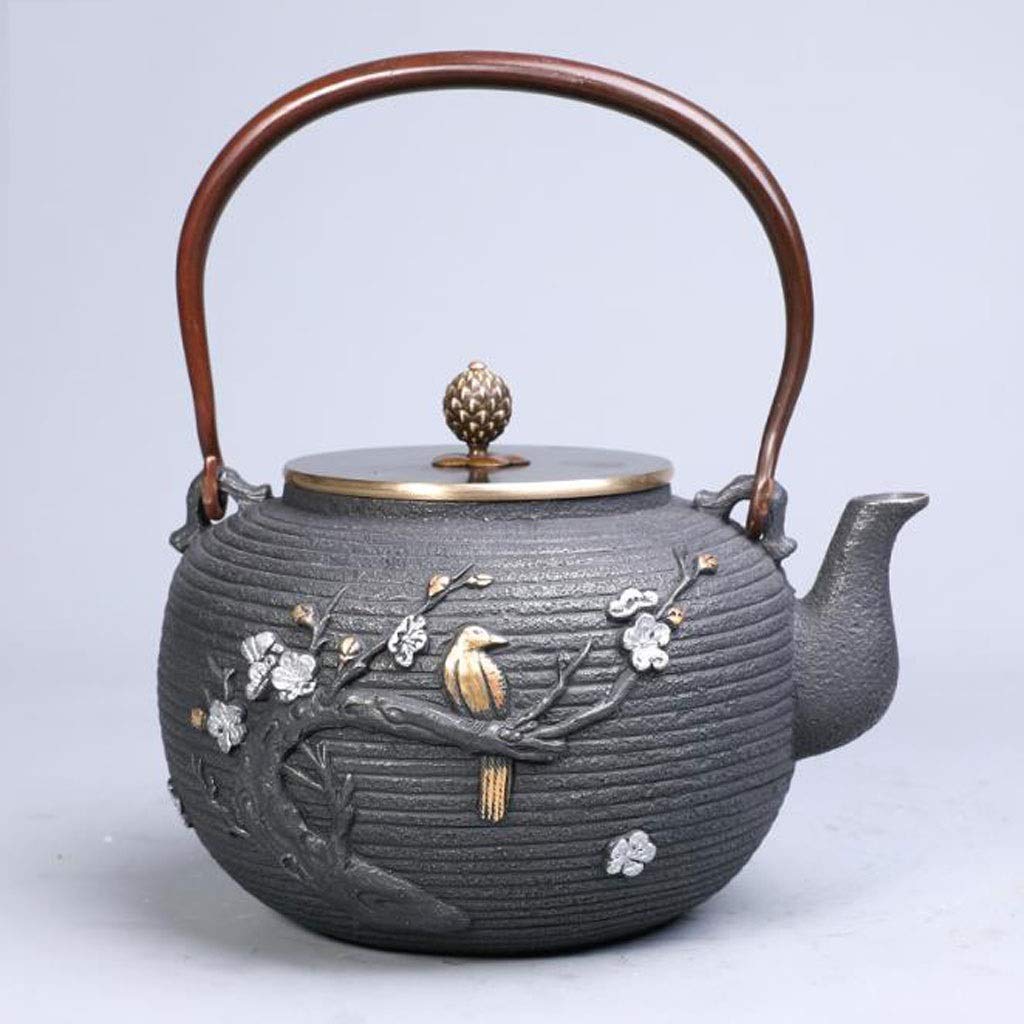 Handmade Cast Iron Teapot 1.2L - Retro Loose Leaf Tea Maker, Small Iron Tea Kettle for Chinese Tea | Perfect for Living Room, Office & Tea House Brewing Ceremonies