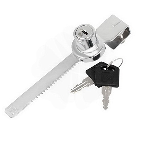 Houseuse Silver Tone Sliding Glass Showcase Display Cabinet Door Lock with Keys - Secure Cabinet Latches Ratchet Bar for Retail Stores, Museums & Home Use