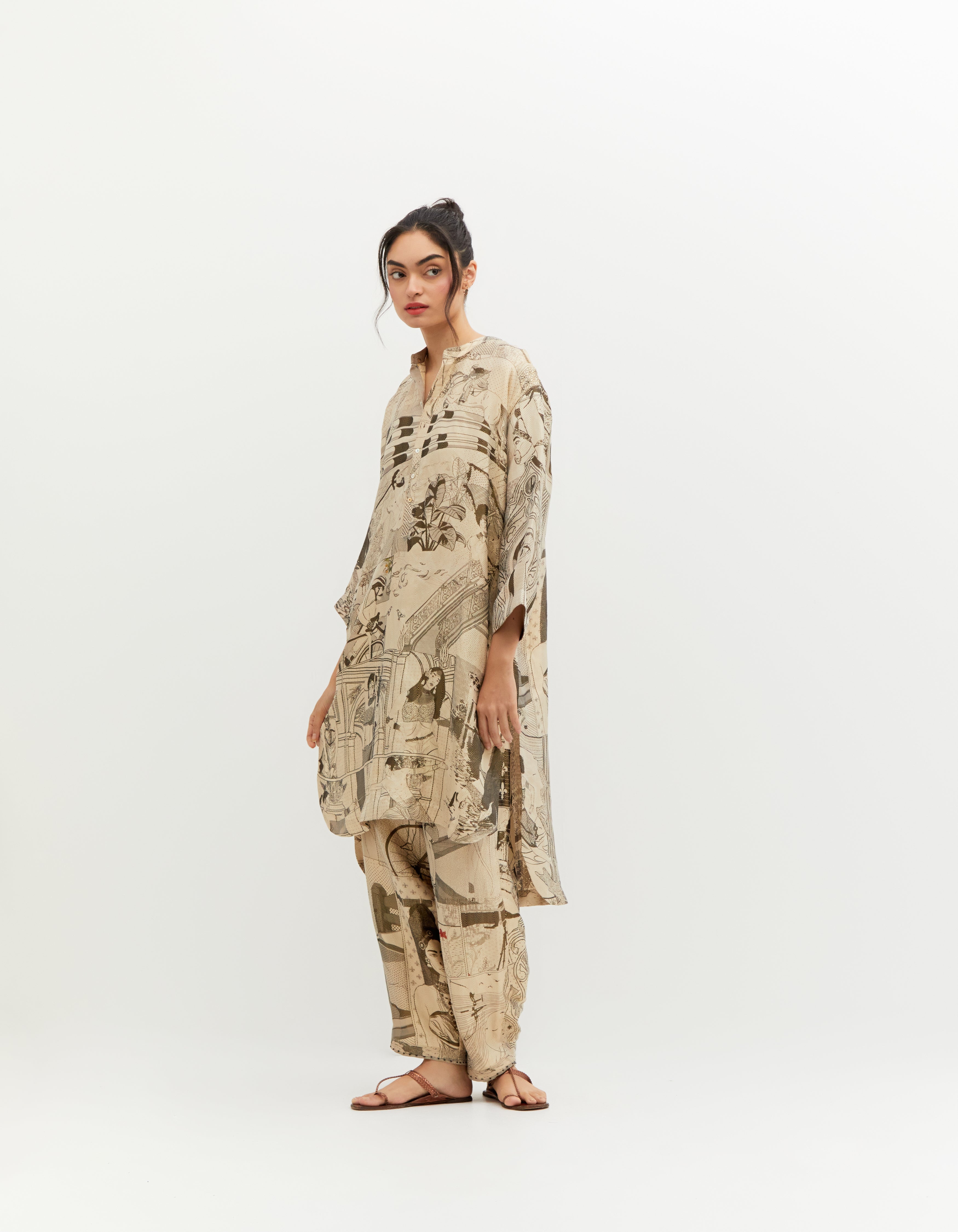 SD Leap Firoza Kurta - Premium Silk Brocade with Zig Zag Black & White Design - Perfect for Festivals, Weddings & Special Occasions