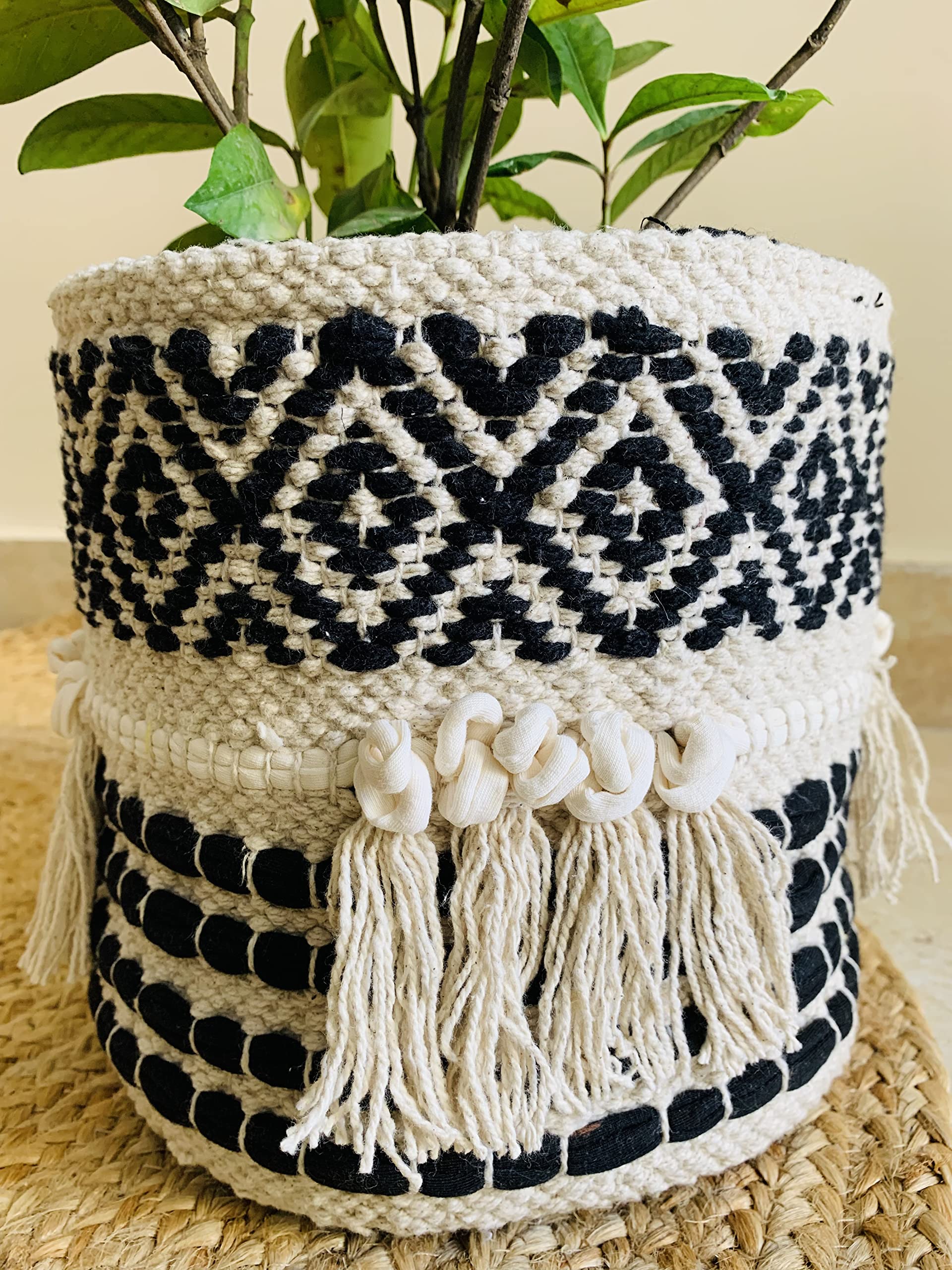 Boho Handwoven Plant Basket - 9