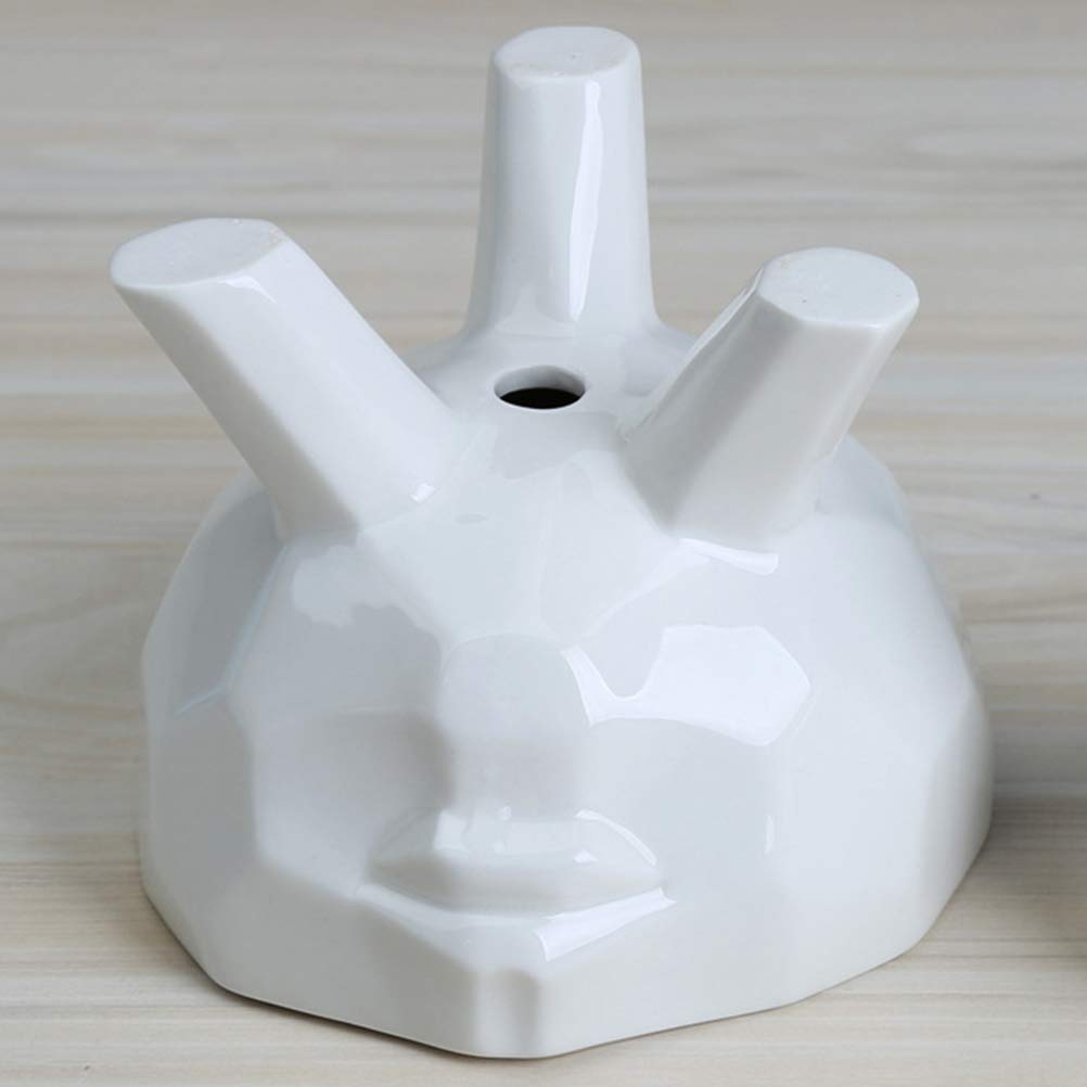 Cabilock White Ceramic Face Flower Vase - Small Desktop Planter for Succulents, Cactus & Air Plants - Indoor Decorative Plant Holder & Unique Home Office Decor