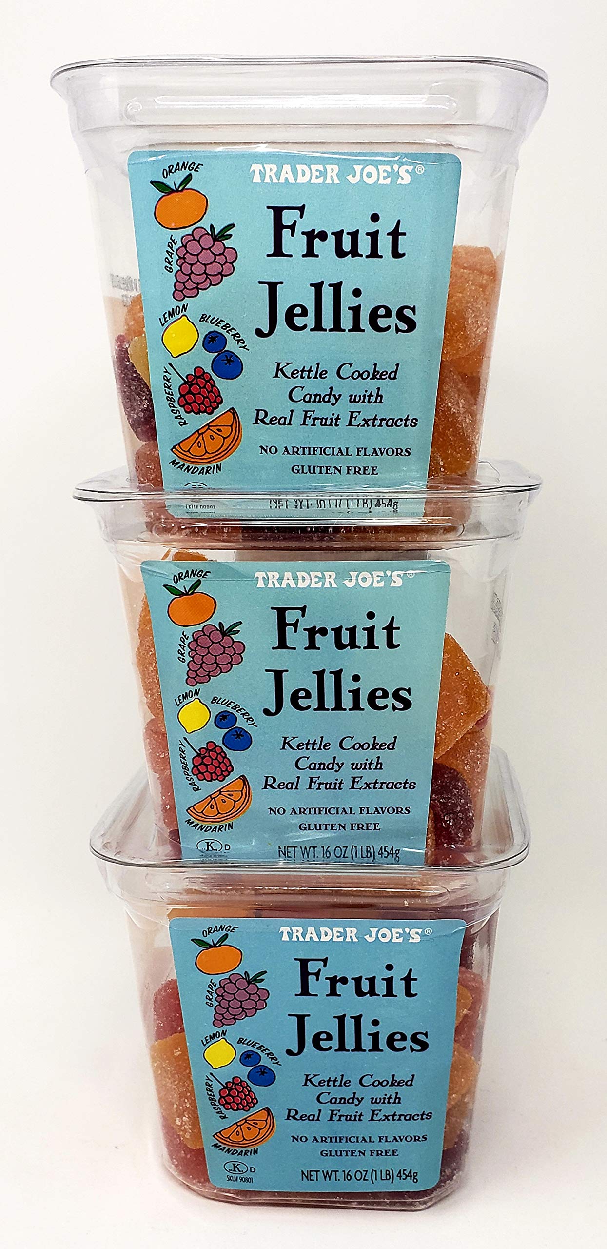 Trader Joe's Gluten-Free Fruit Jellies - 3 Pack (16 oz Each) | Healthy Snacks for Kids, Lunch Box Treats & Party Favors