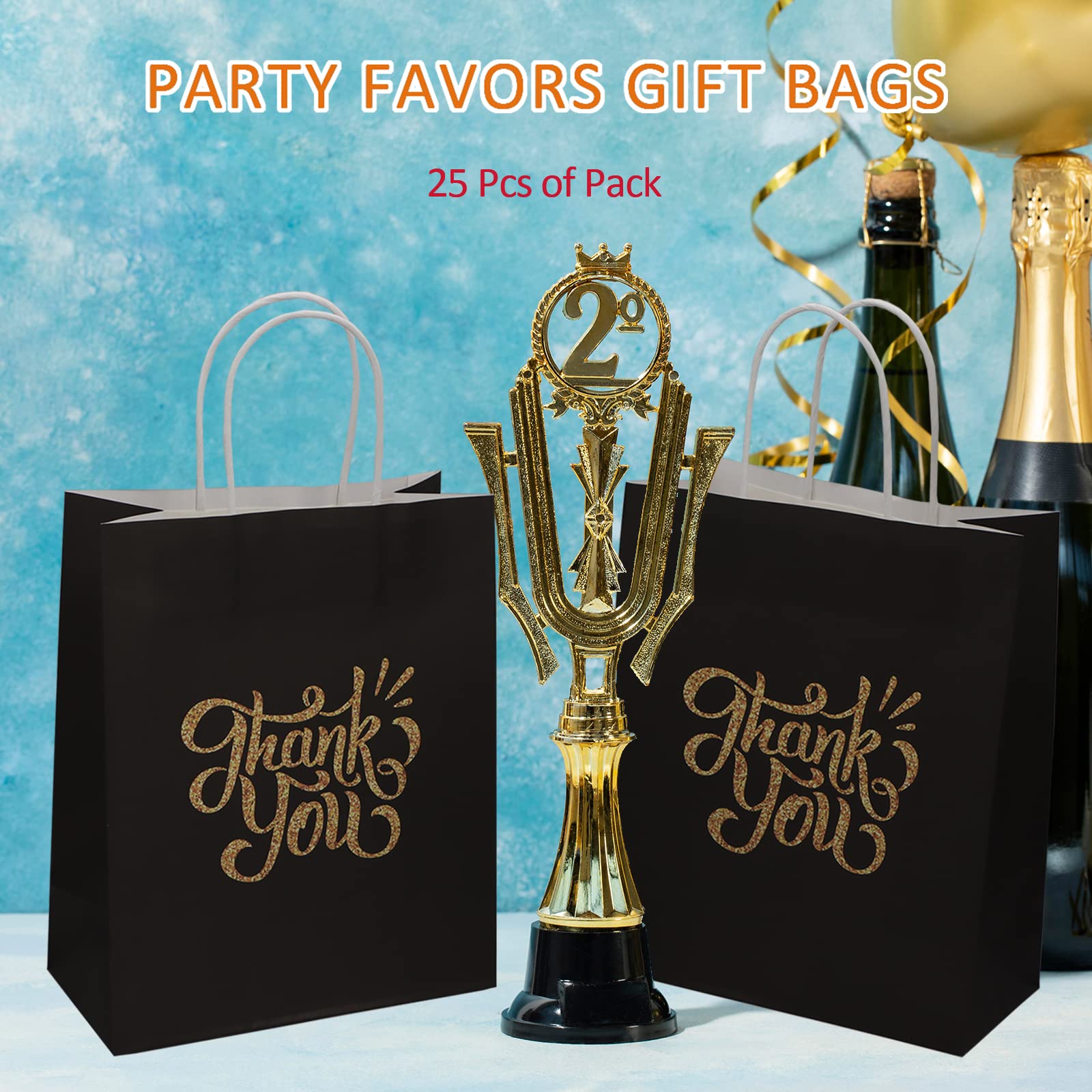 25-Pack Thank You Gift Bags with Handles - 10