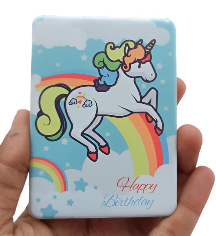 Happy Birthday Theme Portable Cute Small Metal Folding Pocket Mirror - Compact Round Cosmetic Mirror for Girls Birthday Gift (Random Color) - Perfect for Birthday Parties, Travel & Makeup Touch-ups