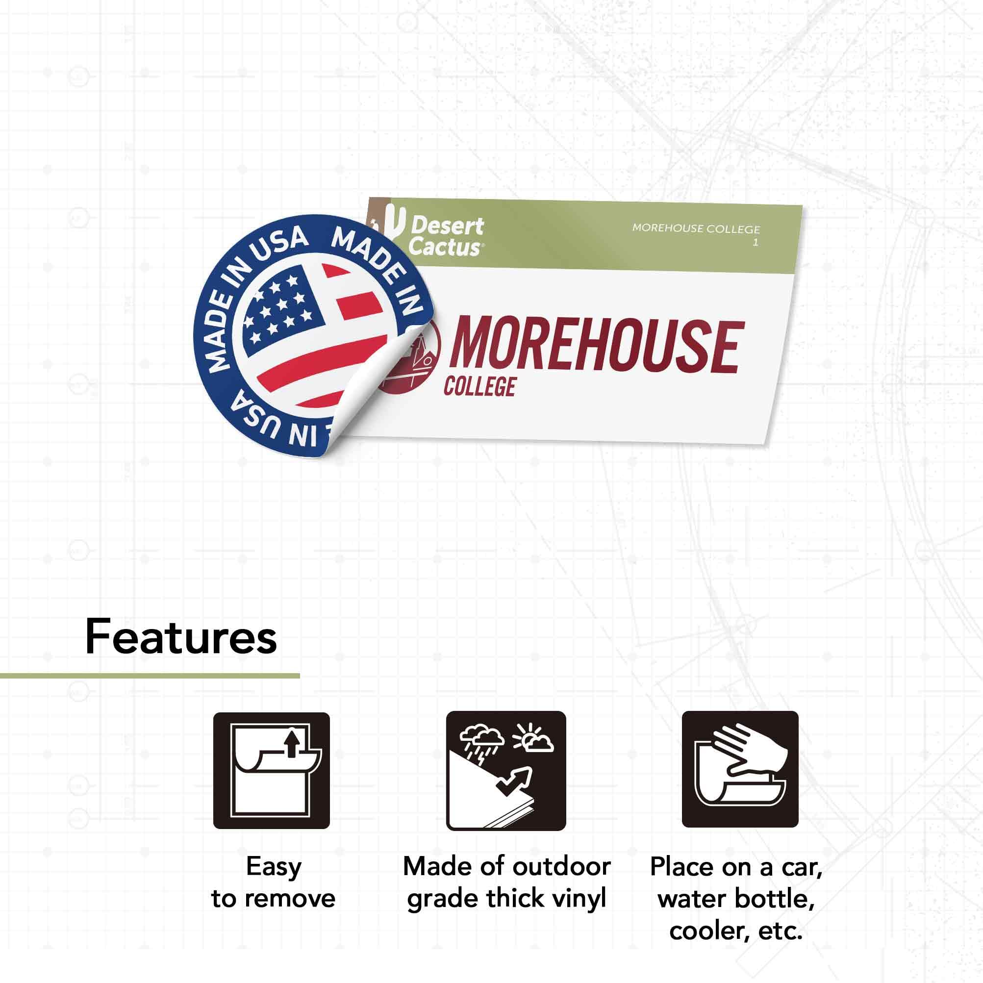 Desert Cactus Morehouse College Sticker - Maroon Tigers Vinyl Decal for Laptop, Water Bottle, Car & Scrapbook - Waterproof Durable Decorative Sticker for College Pride, Dorm Decor & School Spirit (1 Pack)