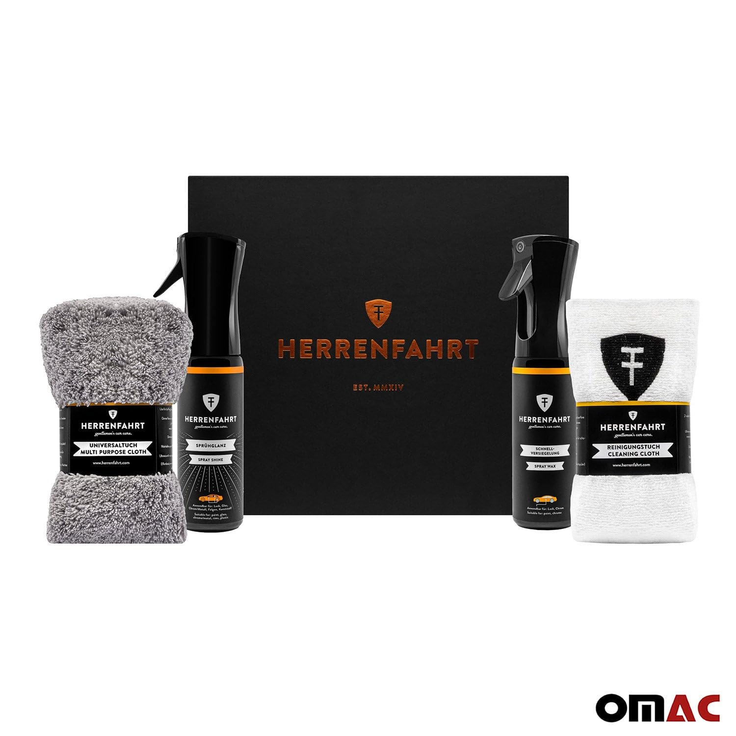 OMAC Gloss Paint Protection Spray Wax - Ultimate Car Care Kit for Shine & Protection | Essential Auto Detailing Gift Set for Cars, Trucks & SUVs | Perfect for Showroom Finish & Daily Maintenance