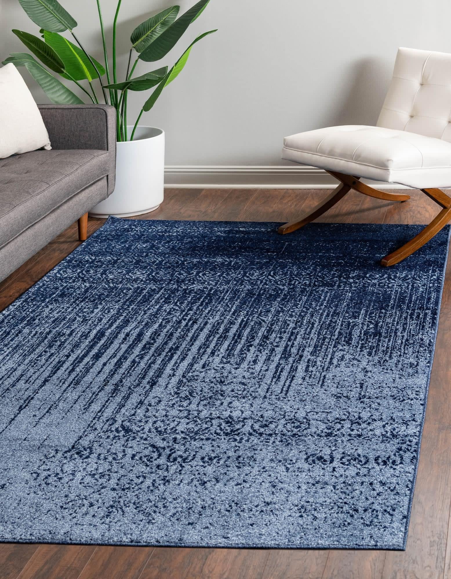 Unique Loom Del Mar Collection Jennifer Blue/Navy Blue Area Rug 10'6