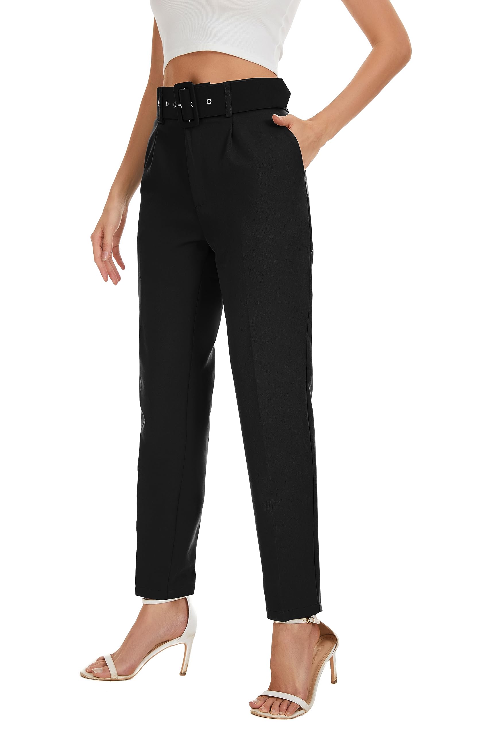 High Waisted Tapered Dress Pants for Women - Professional Business Casual Work Trousers with Pockets | Office Wear, Formal Attire & Everyday Work Pants