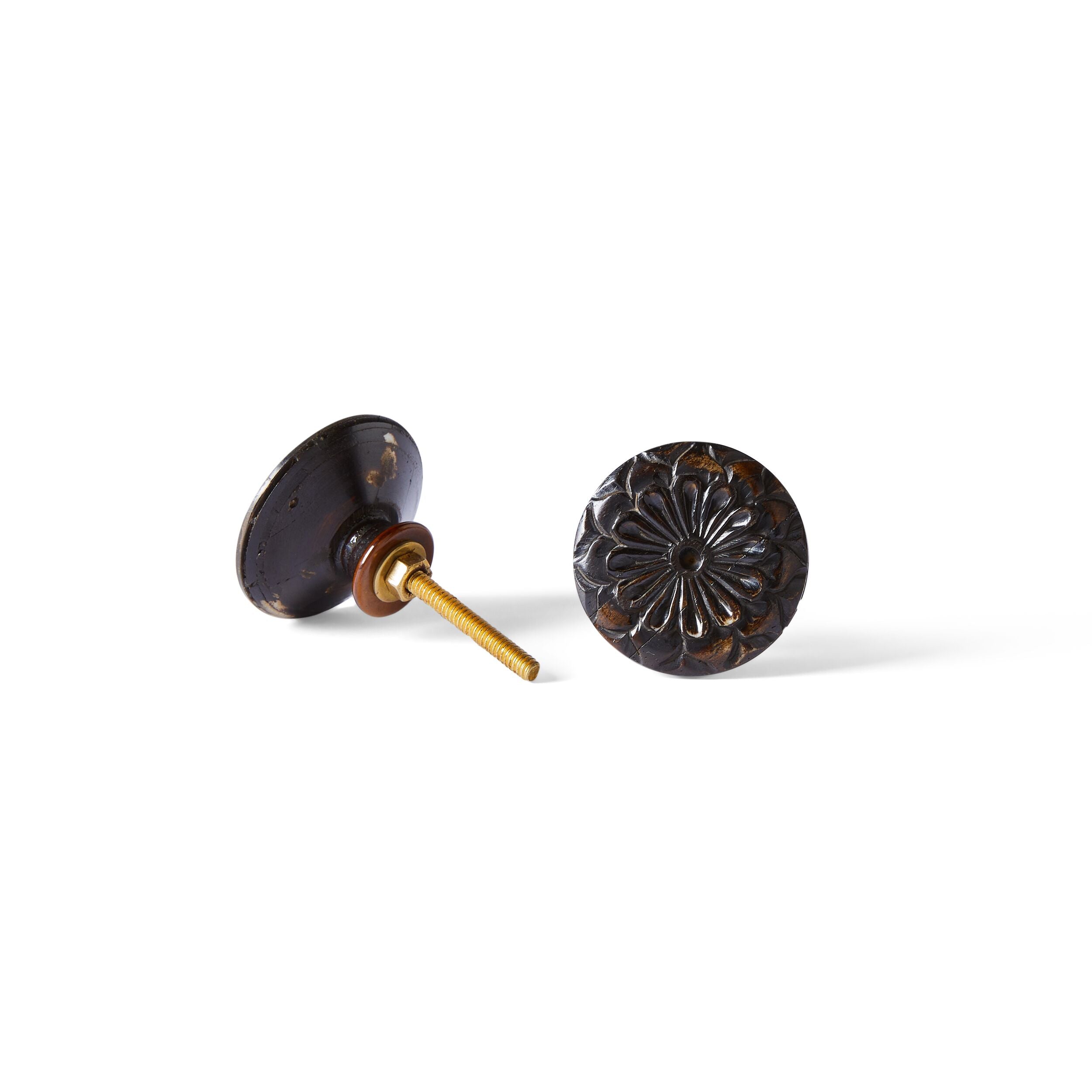 Vintage Atwood Carved Floral Cabinet Knob 4.5cm - Elegant Hardware for Dressers, Cabinets & Furniture DIY Projects