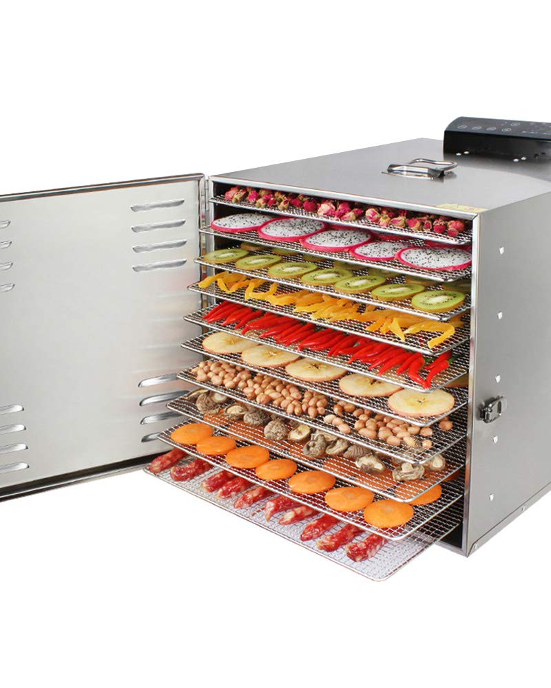TECHTONGDA 10-Tray Commercial Food Dehydrator - Stainless Steel 304 Drying Machine for Fruits, Vegetables, Pet Treats & Jerky - Perfect for Home Kitchens, Restaurants & Small Food Businesses