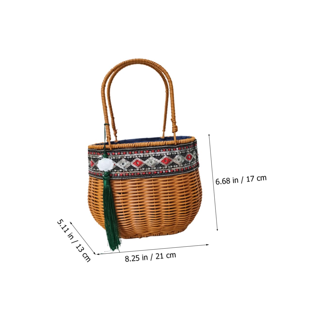 Bestoyard Natural African Rattan Handbag - Fair Trade Seagrass Market Basket with Handle for Groceries, Toy & Magazine Storage - Perfect for Flower Girl, Beach, Picnic & Home Decor