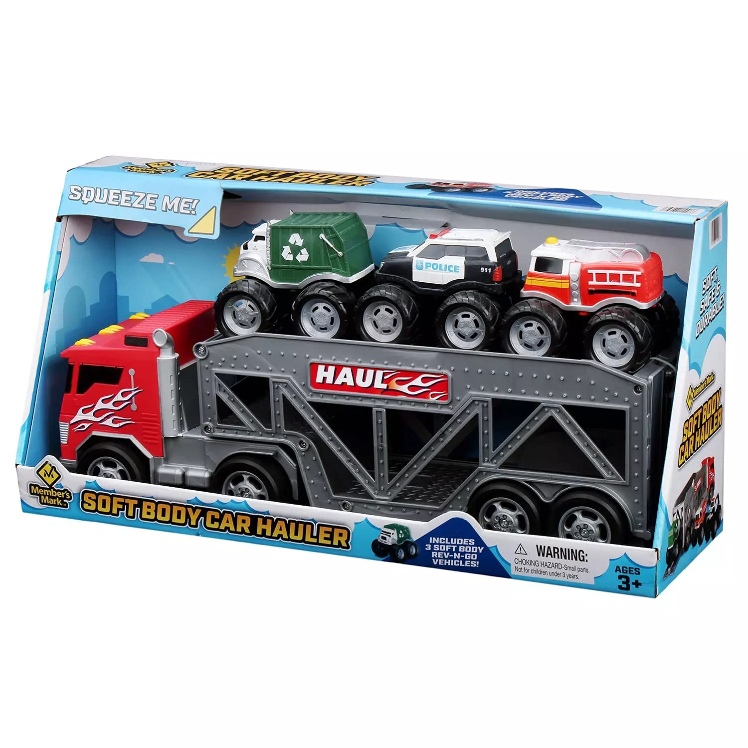 Member's Mark Soft Body Car Hauler - Red | Durable Toy Car Carrier for Kids | Perfect for Playroom, Birthday Gifts & Pretend Play