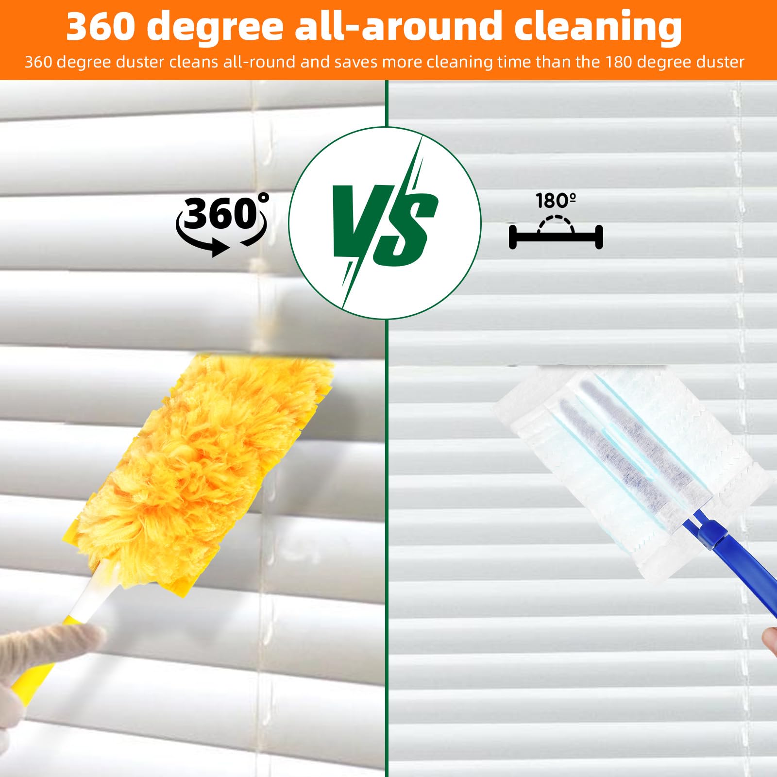 30 Pack 360 Dusters Refills for Swiffer Dusters - Unscented Heavy Duty Cleaning Kit with 1 Handle - Perfect for Dusting Furniture, Blinds, Ceiling Fans, Electronics & Hard-to-Reach Areas - Disposable & Convenient for Home & Office Cleaning