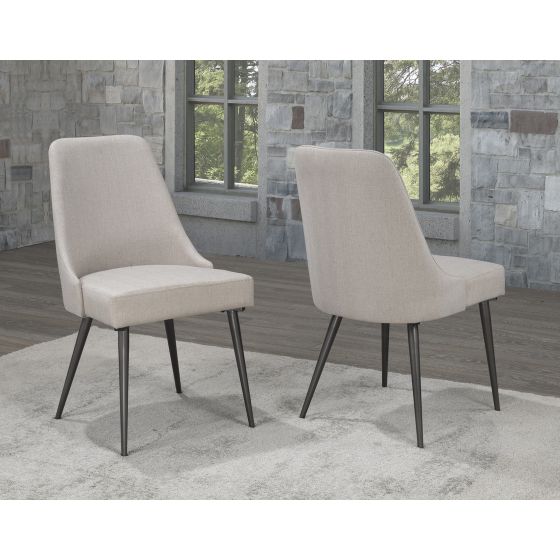 Celine Modern Dining Chairs Set of 2 - Beige Upholstered Side Chairs for Kitchen, Dining Room, or Breakfast Nook - Comfortable & Stylish Seating Solution