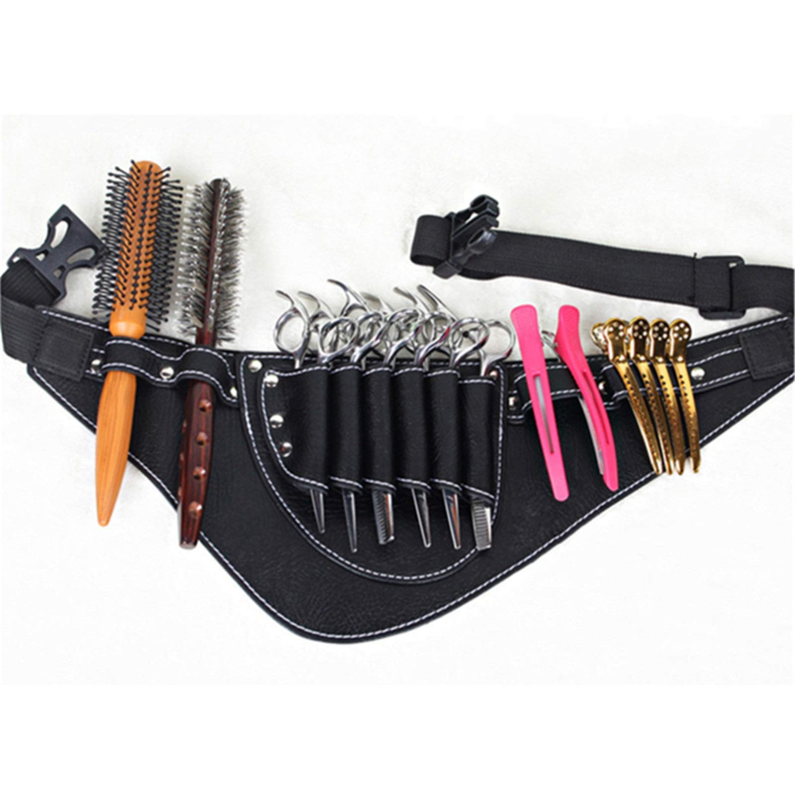 Professional Barber Scissor Holster Pouch - PU Leather Waist & Shoulder Belt Bag for Hairdressing Tools - Black One Size - Perfect for Hair Stylists, Barbers & Salon Professionals - Holds Scissors, Combs & Clippers