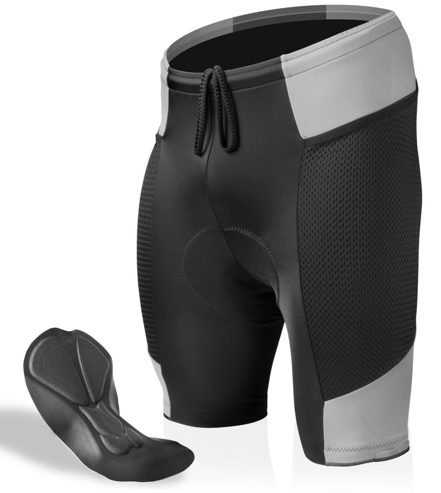 Men's Gel Touring Padded Bike Shorts with Innovative Mesh Pockets - USA Made Cycling Shorts for Road Biking & Long Distance Riding
