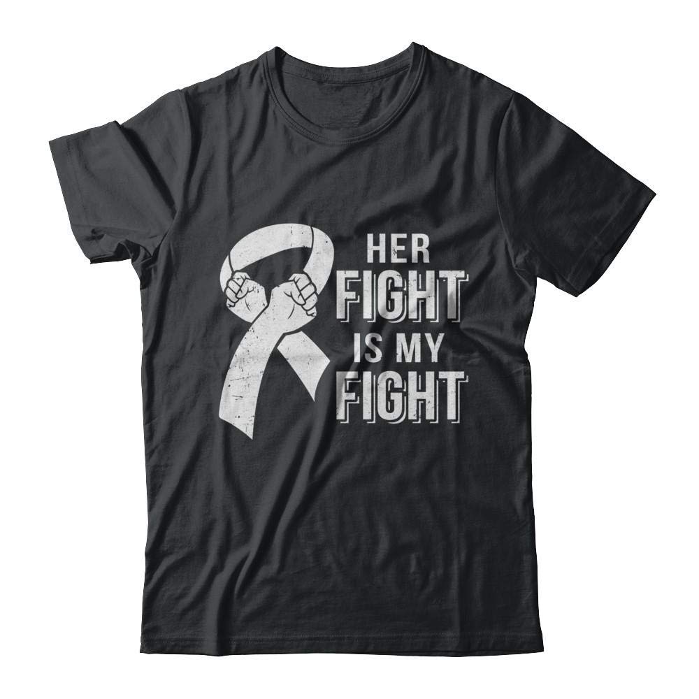 Men's Lung Cancer Awareness Tee - Support Her Fight Short Sleeve Shirt for Charity Events