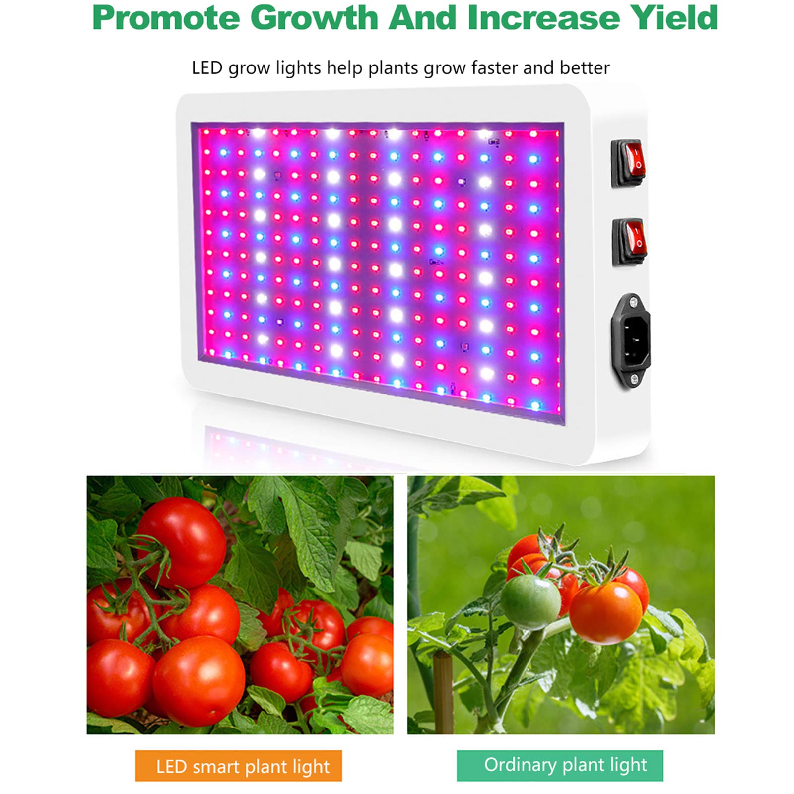 2000W Full Spectrum LED Grow Light for Indoor Plants - Adjustable Double Switch with 312 LEDs, Waterproof & Anti-Leakage - Ideal for Greenhouse, Hydroponic Systems, Veg & Flower Growth (Perfect for Tomatoes, Herbs & Cannabis)