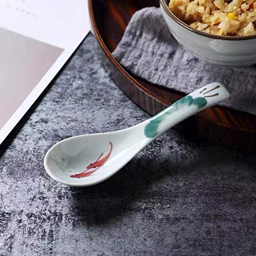 Premium Ceramic Soup Spoons Set of 4 - Chinese Style Glazed Porcelain Rice Spoons - Elegant Asian Tableware for Dining & Gifts (Dark Green) | Perfect for Ramen, Pho, Rice Bowls & Asian Cuisine