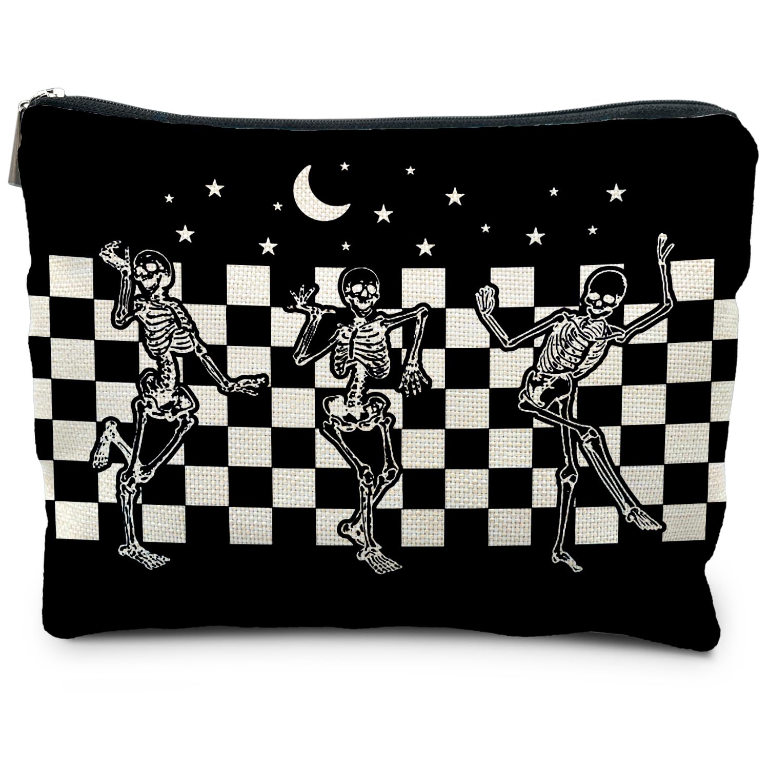 Gothic Makeup Bag for Women - Spooky Dancing Skeleton Cosmetic Pouch - Perfect for Halloween, Goth Gifts & Horror Themed Parties - Great for Travel, Daily Use & Cosmetics Storage