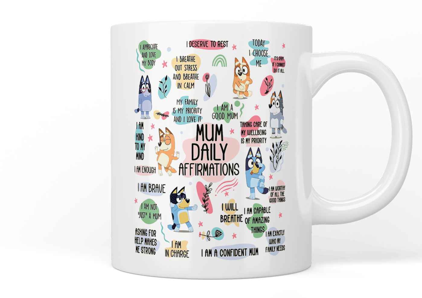 Bluey: Mum Daily Affirmations Mug - Inspirational Coffee Cup for Moms, Perfect for Tea, Coffee & Hot Drinks - Great Gift for Mother's Day, Birthday & Encouragement