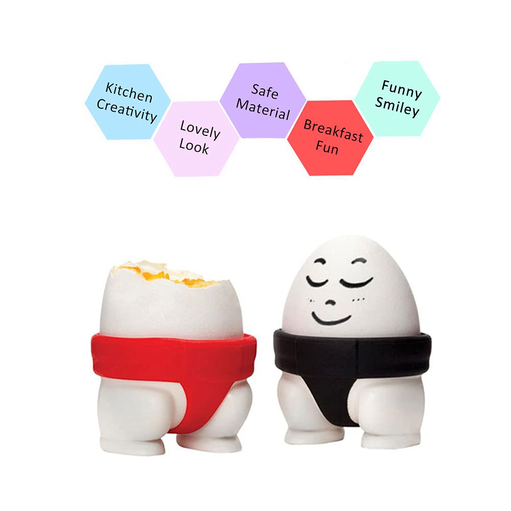 Premium Egg Cups Set of 2 with Stainless Steel Egg Topper - Perfect for Soft & Hard Boiled Eggs | Ideal for Breakfast, Brunch & Easter Decor | Durable Kitchen & Dining Accessories