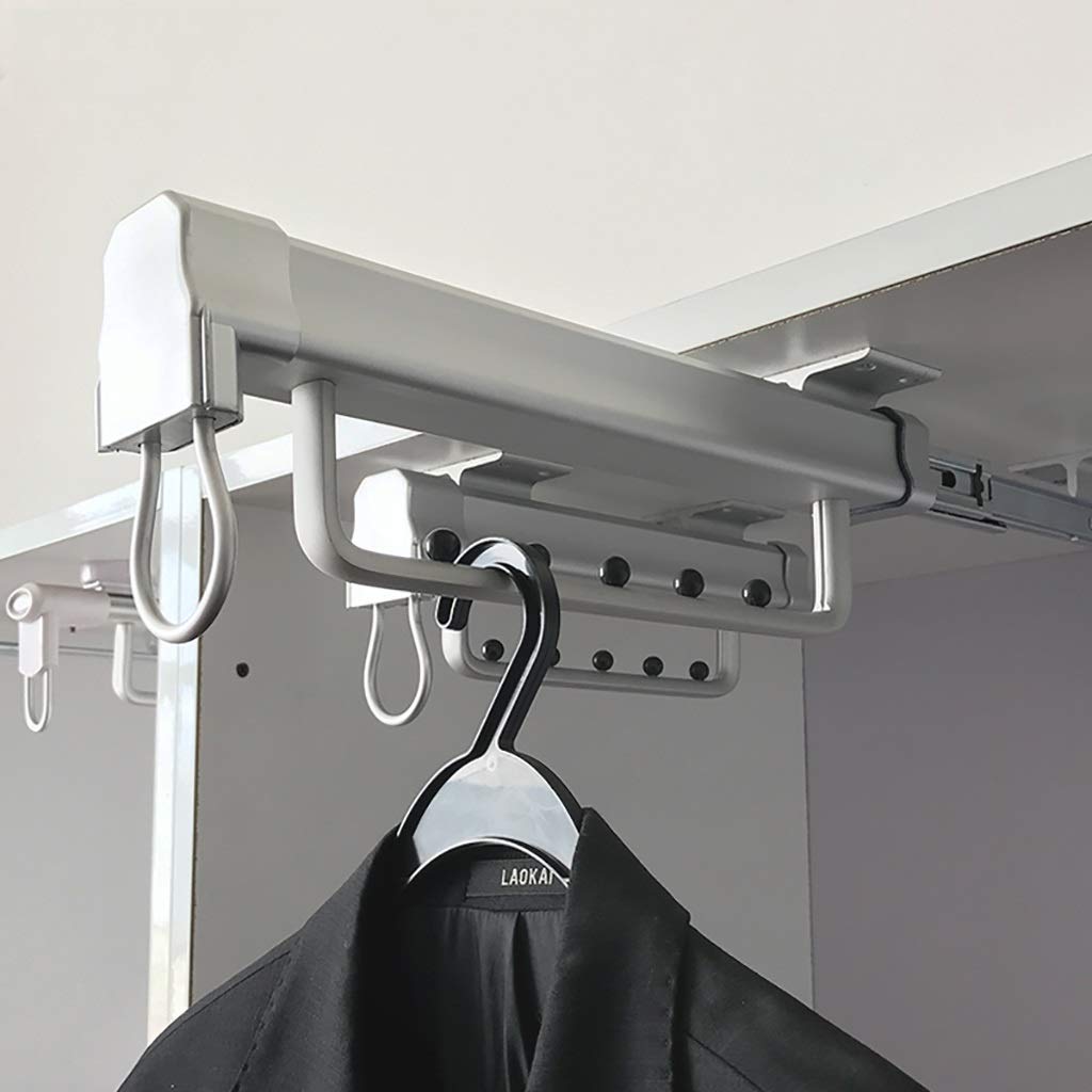 RongJian Extendable Closet Hanger - 20 Inch Pull Out Clothes Rail with Steel Sliding Track, Aluminum Frame Walk-in Wardrobe Organizer | Space Saving Closet Solution for Bedroom, Dorm & Apartment Storage