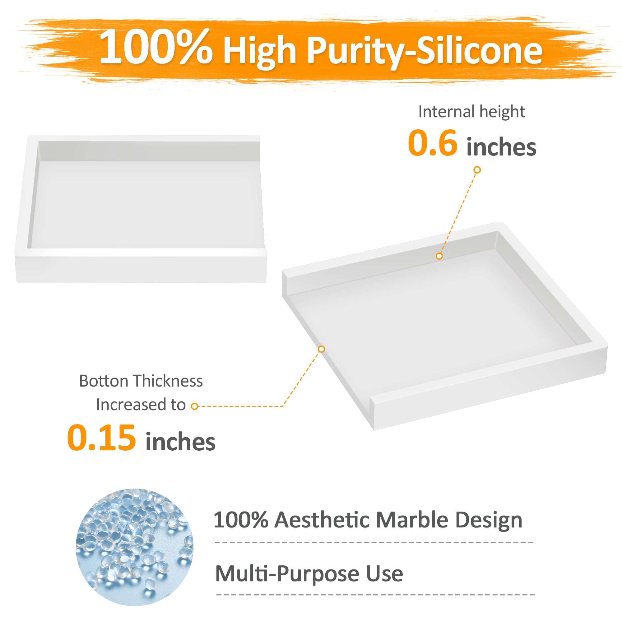 EGWON Shatterproof Silicone Bathroom Vanity Tray - Thick Non-Slip Soap Dispenser & Perfume Organizer for Toilet Tank or Dresser Top | Perfect for Bathroom Counter, Sink, and Vanity Organization