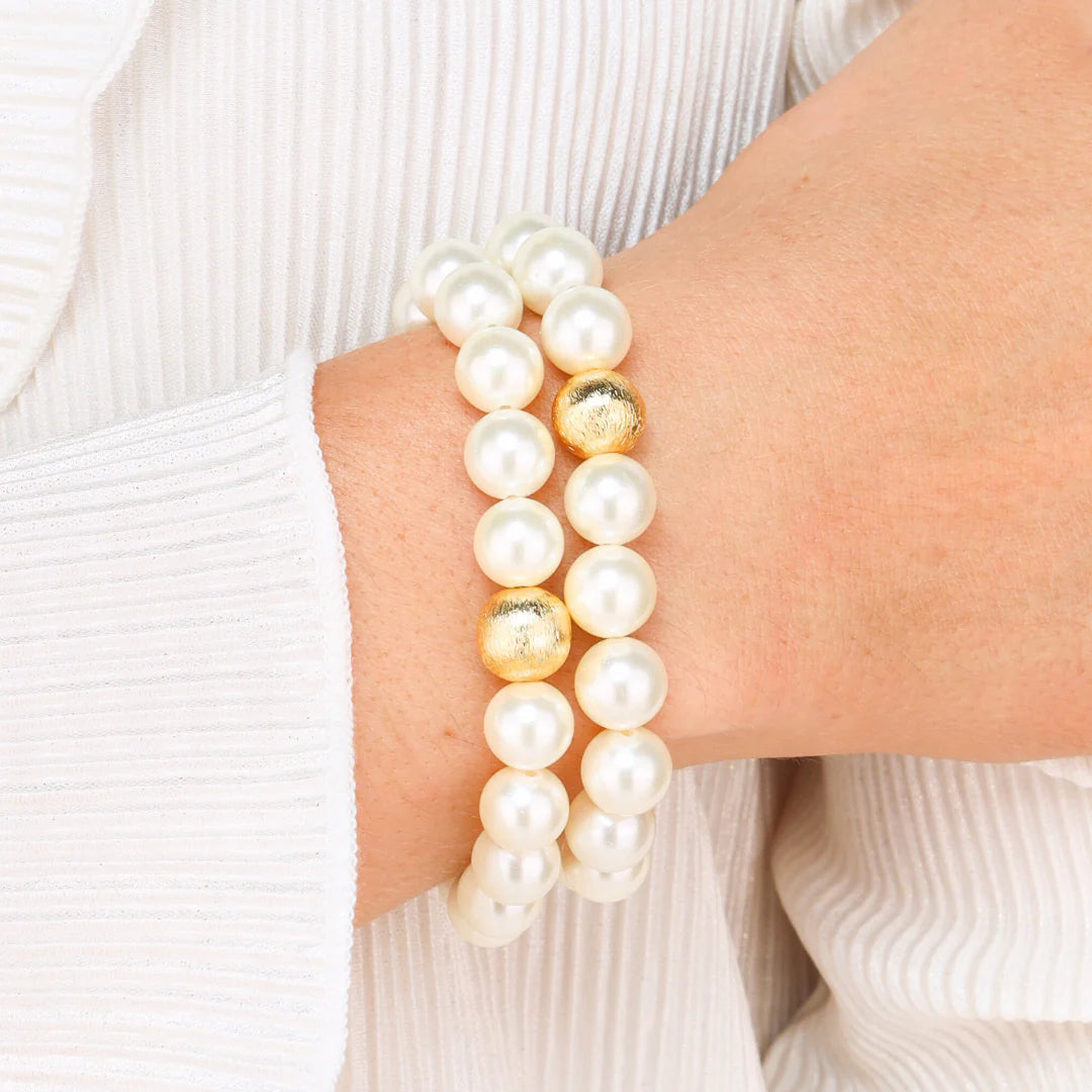 BuDhaGirl White Pearl Mala Beaded Bracelet - Meditation & Yoga Accessory for Women, Mindful Jewelry for Spiritual Practice & Daily Wear