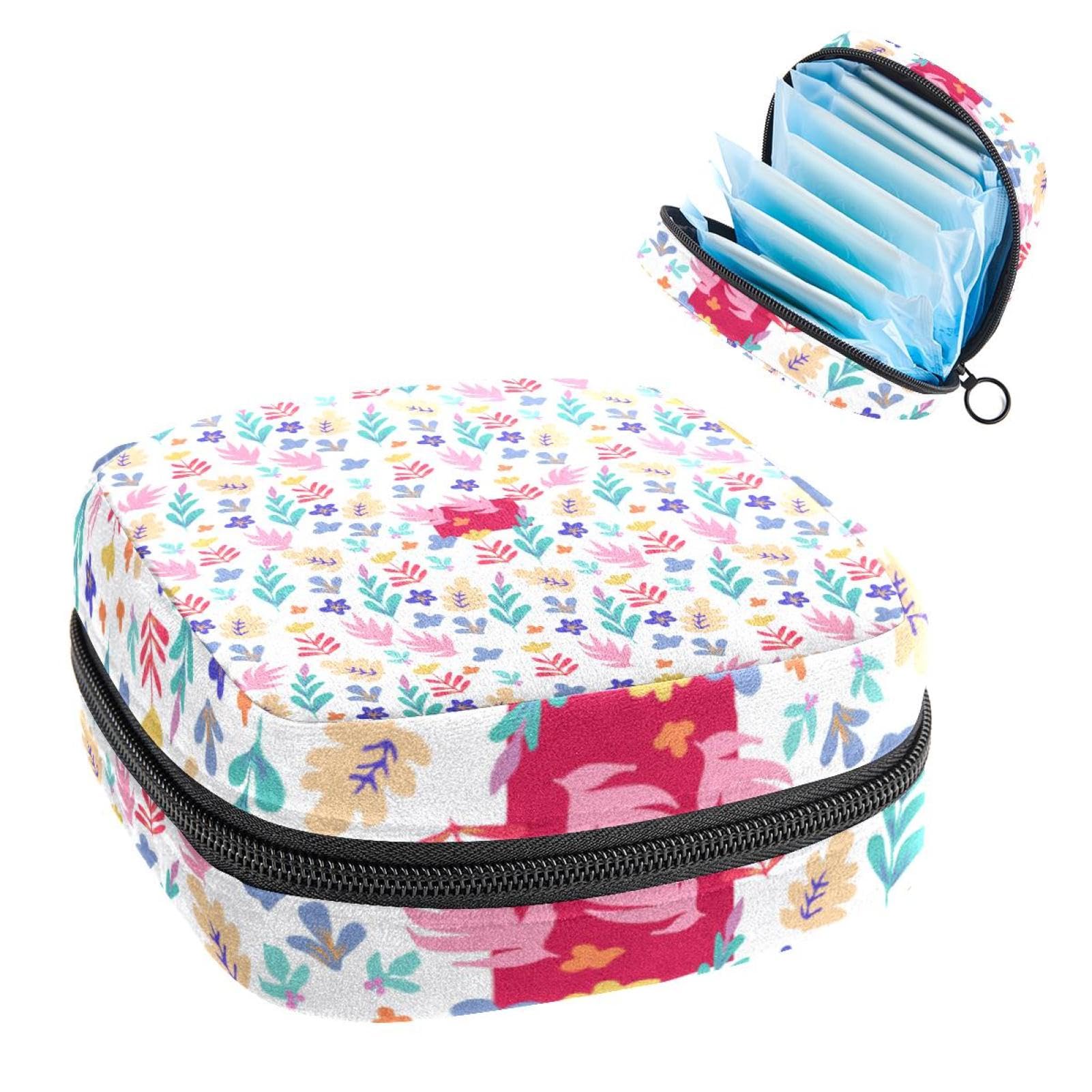 Waterproof Menstrual Cup Pouch & Sanitary Pad Organizer - Floral Print Travel Case for Women & Girls - Perfect for Gym, Office, and On-the-Go Use