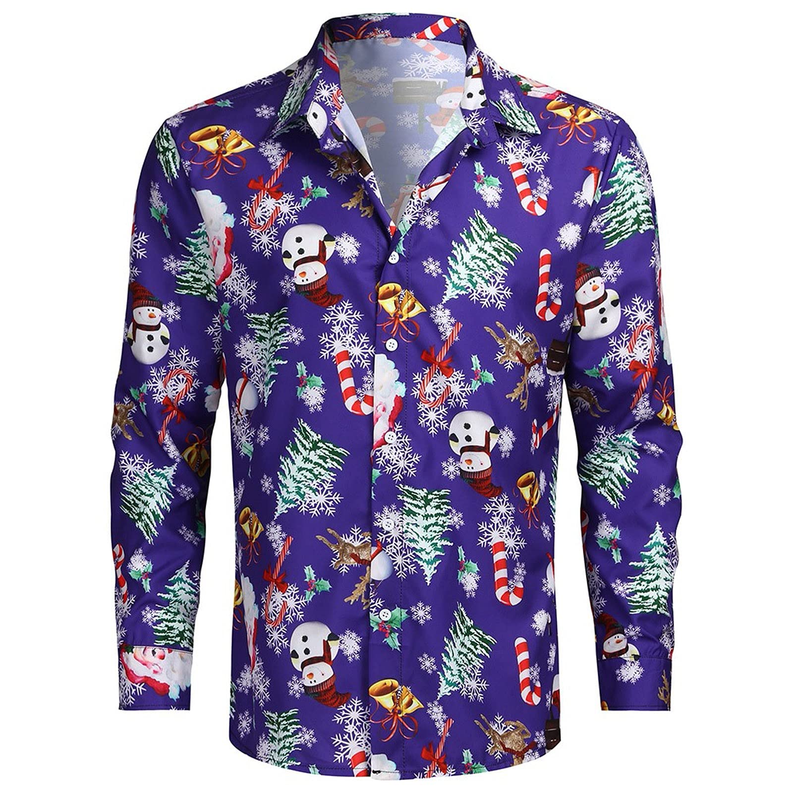 Men's Slim Fit Long Sleeve Dress Shirt for Christmas Party | Ethnic Style Ugly Blouse Top for Plus Size Men | Perfect for Holiday Gatherings, Office Wear & Special Occasions
