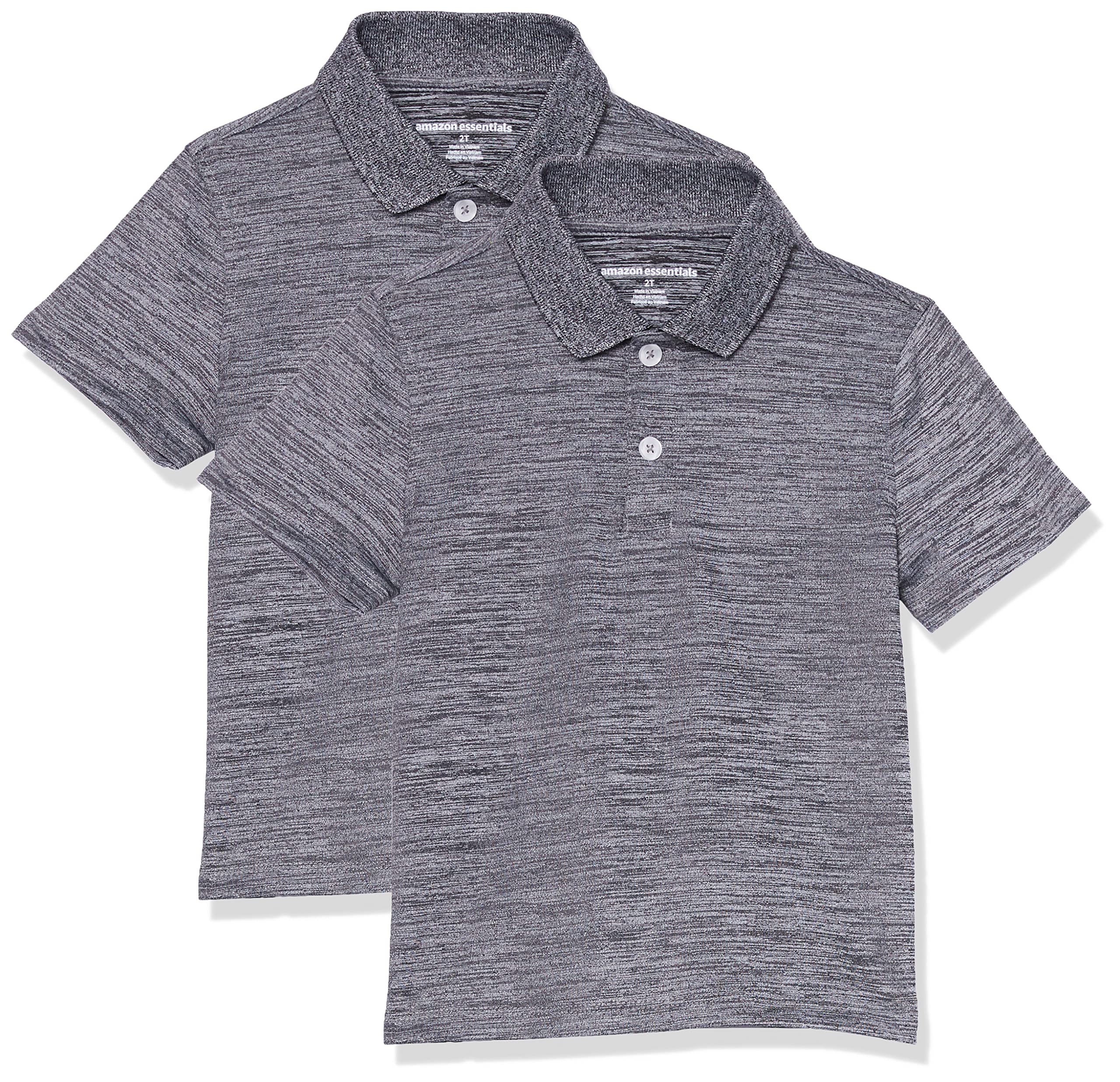 Amazon Essentials Boys & Toddlers' Active Performance Polo Shirts - 2-Pack, Moisture-Wicking & Breathable for Playdates, Sports & Everyday Comfort