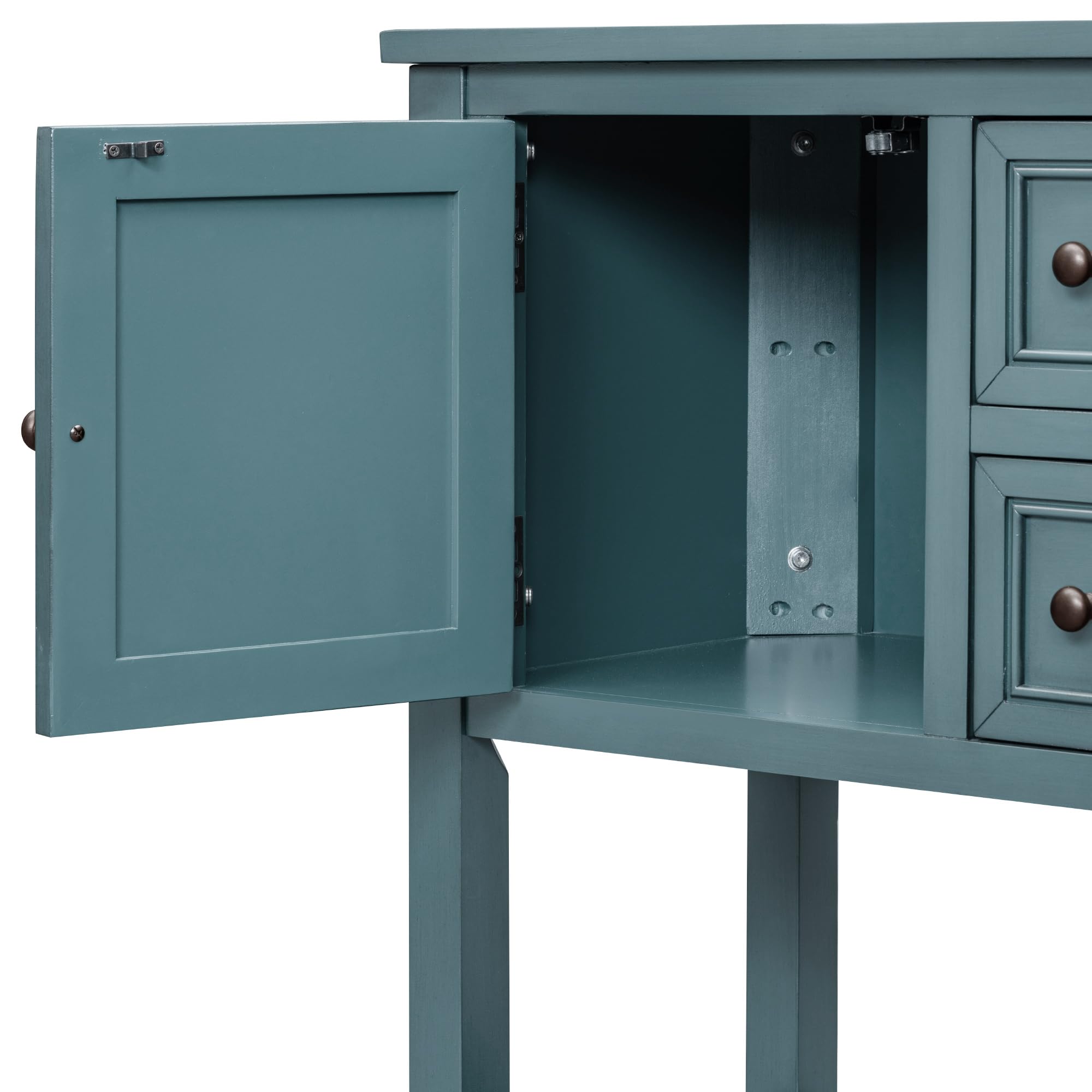 Merax Farmhouse Style Sideboard Buffet Cabinet with 4 Drawers & 2 Doors - Rustic Storage Console Table with Bottom Shelf (Dark Blue) - Perfect for Dining Room, Kitchen, or Entryway Organization