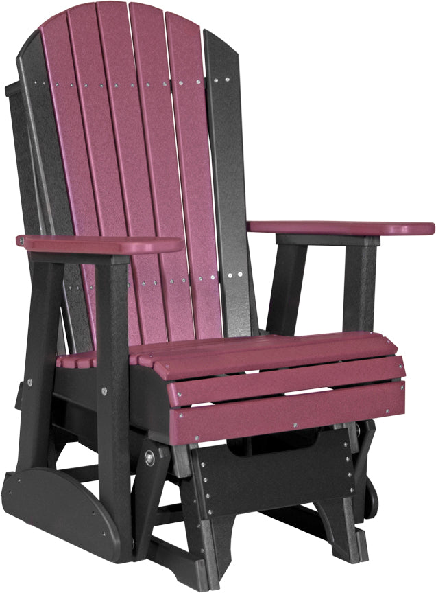 LuxCraft 2-Foot Adirondack Glider Chair - Outdoor Patio Rocking Chair for Garden, Deck, Porch & Backyard Relaxation