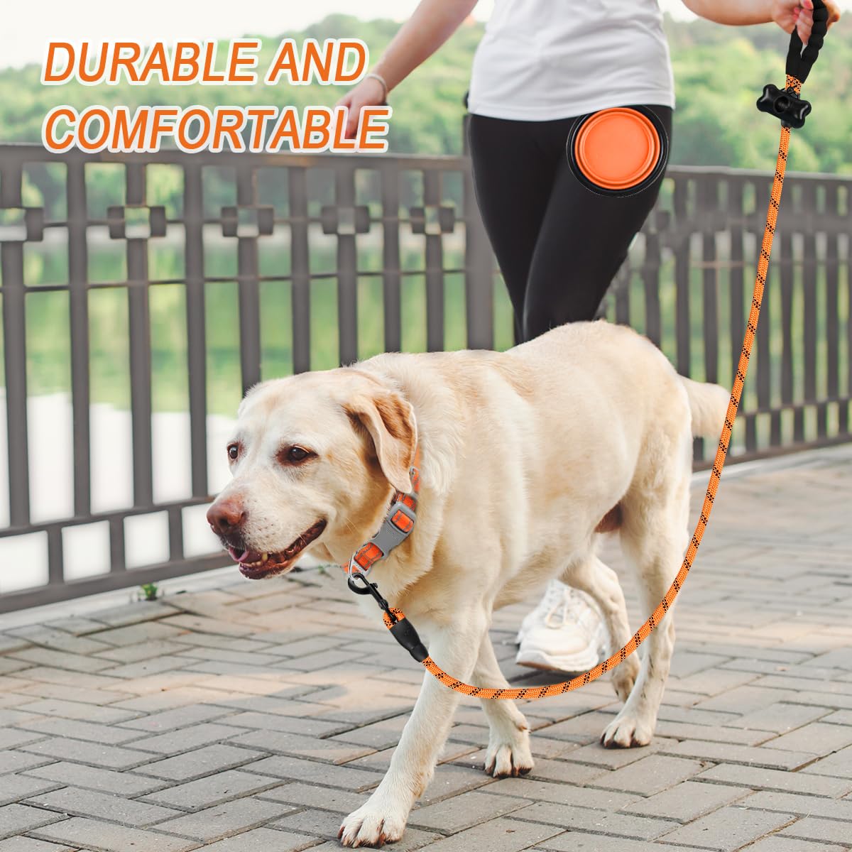 **BARKBAY Heavy Duty Dog Leash for Large Dogs - 5FT Reflective Leash with Padded Handle for Walking, Running & Training - Durable & Comfortable for Medium to Large Breeds (Orange, 1/2'') - Perfect for Night Walks & Outdoor Adventures**