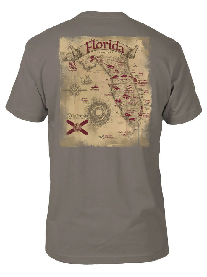 FloGrown FGM 1808 Men's Florida Treasures Graphic T-Shirt - Soft Cotton Grey Tee for Casual Wear & Beach Outings