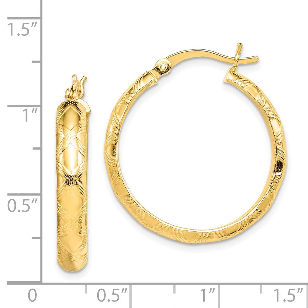 925 Sterling Silver Gold-Plated Bamboo Design 21mm Hoop Earrings for Women - Elegant Everyday Jewelry, Perfect for Office, Date Night & Special Occasions
